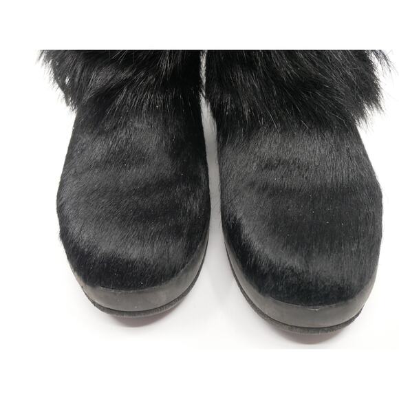 VTG Technica Aztec Print Black Fur Boots Size 6 Made in Italy - Picture 9 of 16